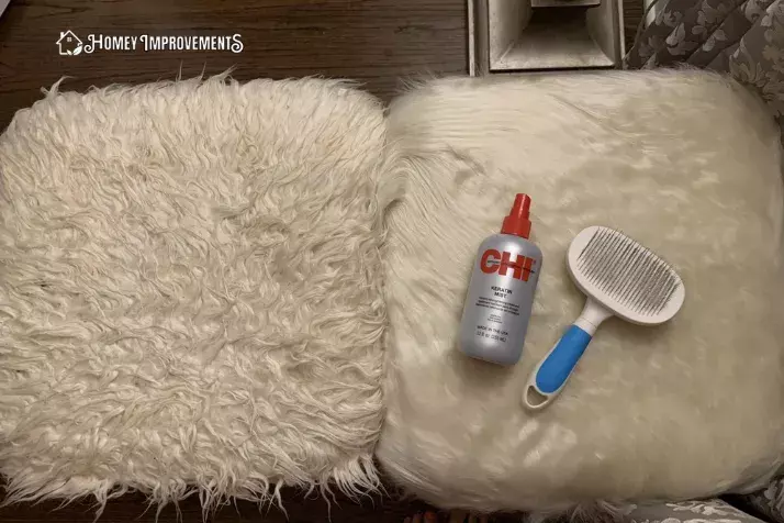 Soak the faux fur Rug in Solution
