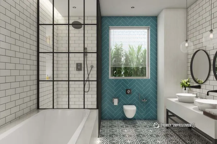 Bright Color Tiles for Tub Shower Combo