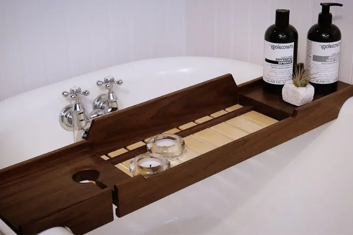 Mixed-Wood DIY Bathtub Tray Caddy